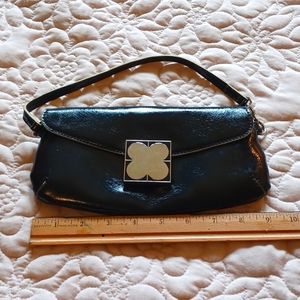 Vintage late 90s Liz Claiborne black patent clover design clutch wristlet